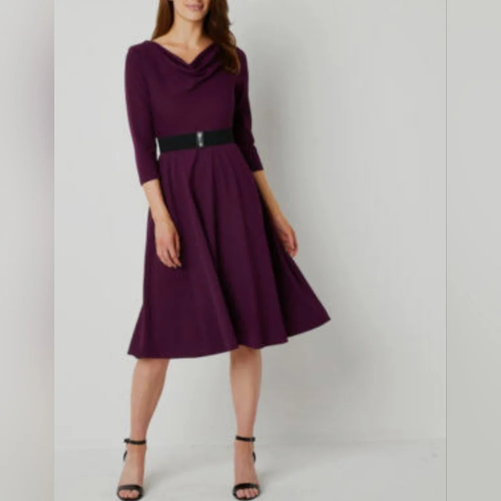 Danny & Nicole Plum Long Sleeve Dress